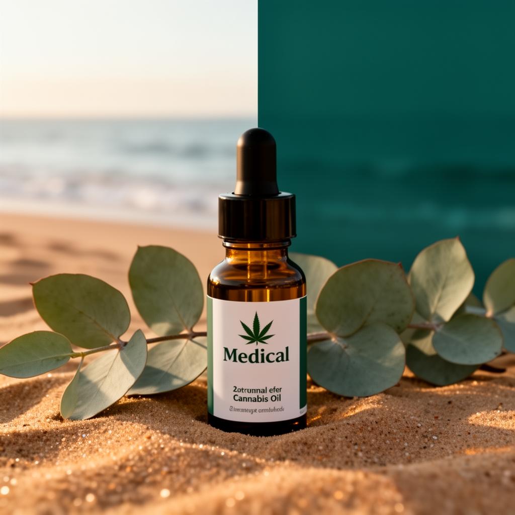 Óleo medicinal sobre a areia